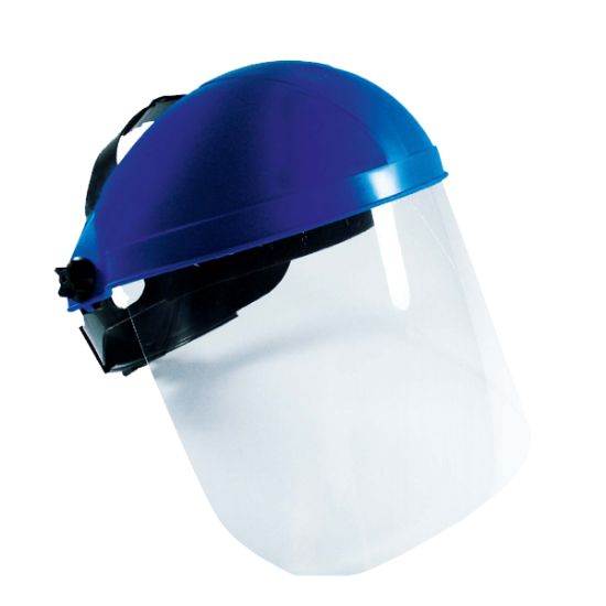 VIZIR ZAŠČITNI NAGLAVNI Modell 1902  z dodatno zaščito za čelo, moder, z prozorn