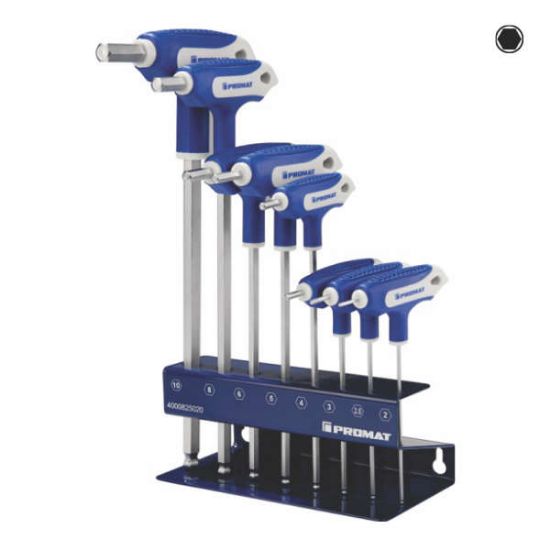 KLJUČI IMBUS S T-ROČAJEM in krogelno glavo v 8-delni garnituri (2-10,0mm), v sto