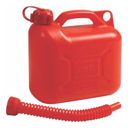 POSODA ZA GORIVO PVC, 135X265X270MM, S CEVKO ZA PRETAKANJE, 5L, RDEČA