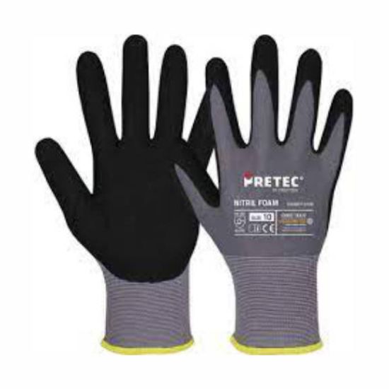 ROKAVICE DELOVNE Z NITRILNO PREVLEKO ZA MONT.DELA, Vel.7, ZRAČNA ZGOR.STRAN, ČRN