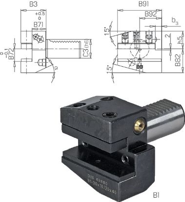 Slika Werkzeughalter rechts kurz DIN69880 B1-60x32x60 PRETEC