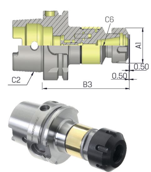 GLAVA ZA REZANJE NAVOJEV Synchron DIN69893A HSK63/M3-M12 z hlajenjem