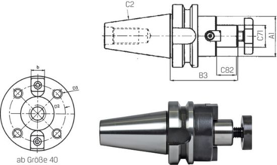 TRN VPENJALNI ZA REZKALNO GLAVO Z ZAGOZDO MAS403 AD/B BT40x16mm - kratek, z kana