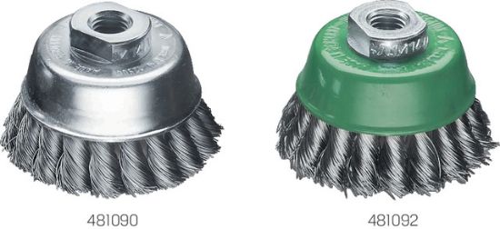 ŠČETKA ŽIČNA POSUKANA ZA KOTNO BRUSILKO M14 D65/0,50mm, jeklena, nerjaveča