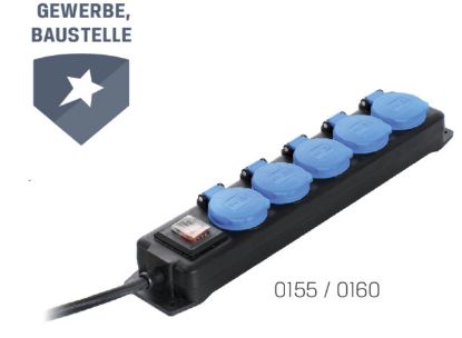 Slika PODALJŠEK KABELJSKI ELEKTRIČNI 1,5m-s petimi zaščitenimi vtičnicami in stikalom 