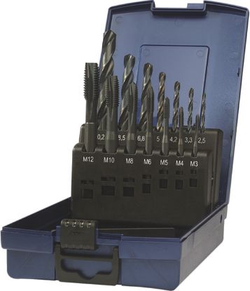 Slika GARNITURA SPIRALNIH IN NAVOJNIH STROJNIH SVEDROV M3-M12 HSS-E (1gar.=14kos) - ra