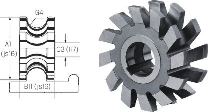 Slika REZKAR PROFILNI KONKAVNI DIN855A R3,00/D63,0mm HSS Z=12      