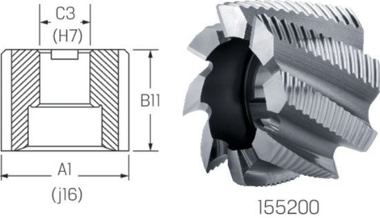 Walzenstirnfräser HSS-Co DIN1880/HR  40x32x16 PREMUS