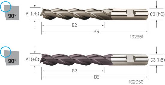 Schaftfräser HSS-Co TiAlN DIN 844/N  3-eL 2,00 PREMUS