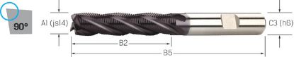 Slika REZKAR PALIČNI KOSMAČILNI DIN1835B/HR D16,0mm, dolgi L=123/63mm Z=4 HSS-Co, TiAl
