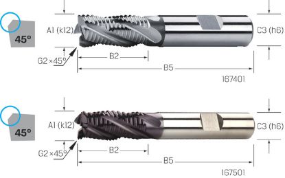 Slika  REZKAR PALIČNI KOSMAČILNI DIN844B D14,0mm Z=4 HSS-Co TiAlN