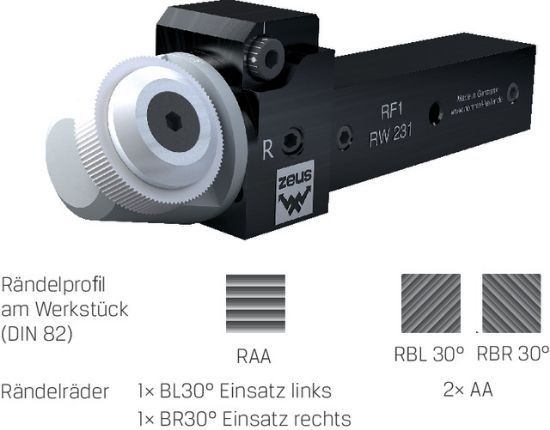 Rändelfräswerkzeug RF 1 o.R. 231-20M     10 - 300      ZEUS