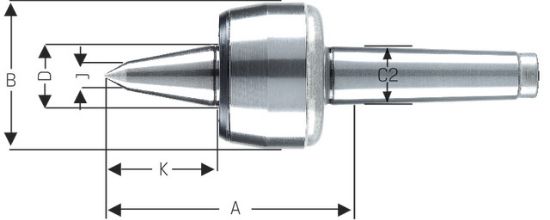 Zentrierspitze mitlaufend 60° Typ 604 HVL     MK 2 ROEHM