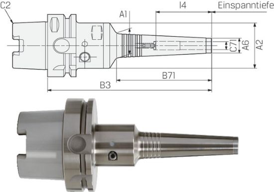 Dehnspannfutter PHC-SA, lang ISO12164-1      A 63x06 NT