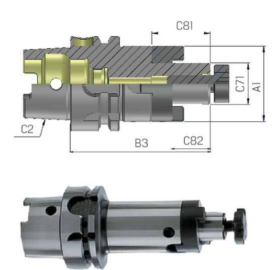 Kombi-Aufsteckfräsdorn kurz ISO12164-1      A 63x16 PREMUS