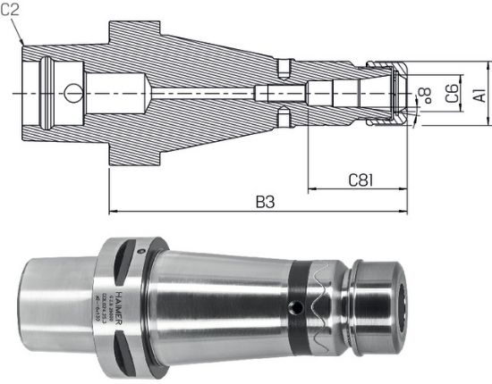 Spannzangenfutter HP, überlang ISO26623-1  C  6x16 HAIMER