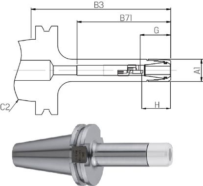 Slika Spannfutter CentroP Mini lang DIN69871AD/B 40xCP11M  FAHRION