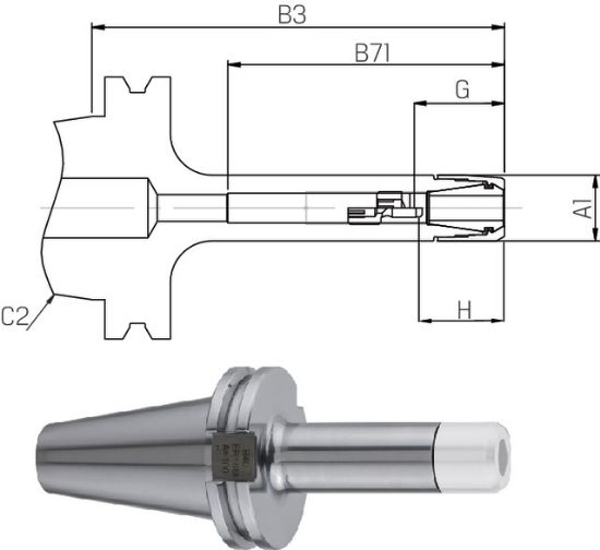 Spannfutter CentroP Mini kurz DIN69871AD/B 40xCP11M  FAHRION