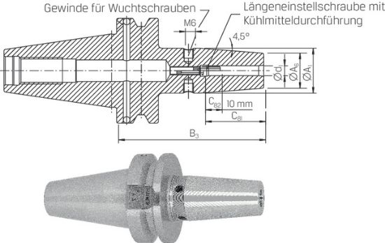 TRN VPENJALNI NAKRČNI MASBT40/D6mm AD/B s hlajenjem Cool-Jet