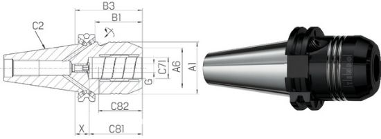 TRN VPENJALNI HIDRAULIČNI TENDO E-SCHUNK DIN69871 AD/B SK40/12mm