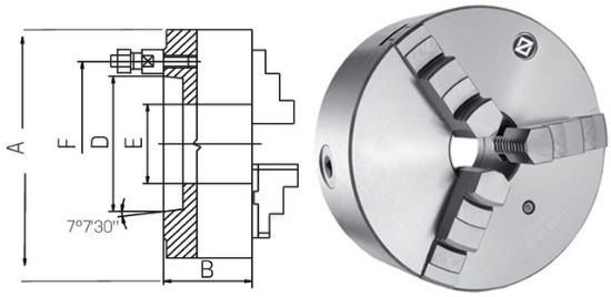 Planspiralfutter-Dreibacken DIN55027 Stahl 125/3 PRETEC