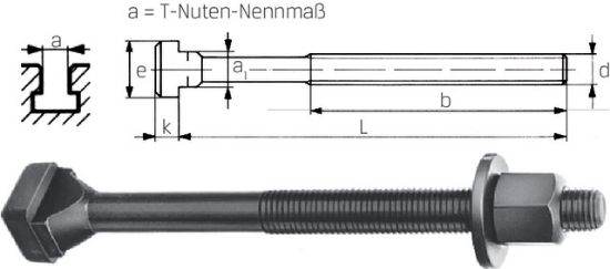 T-Nutenschraube Mutter/Scheibe DIN  787    8-M 8x 32      AMF