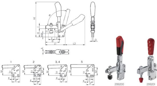 Senkrechtspanner geschl. Arm Gr.2 senkrechtem Fuß PRETEC