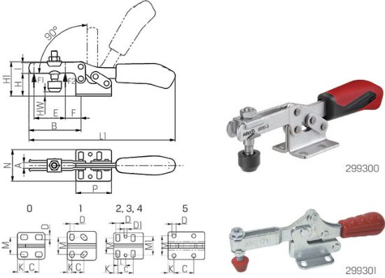 Waagrechtspanner geschl. Arm Gr.0 waagerecht. Fuß PRETEC