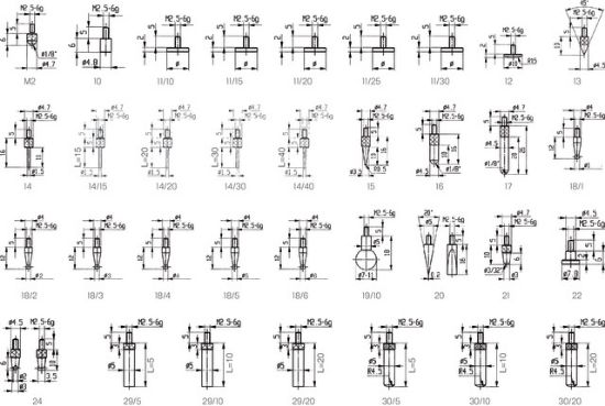 TIPALO REZERVNO ZA MERILNO URO - Z RUBIN PREVLEKO M2,5/D4,7x6mm TypM2