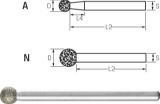 Slika ČEP BRUSNI DIAMANTNI - KROGLA D10,0mm (vpetje 6,0mm) D126