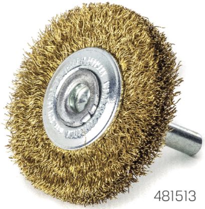 Slika ŠČETKA KROŽNA D40x7/0,20 z držalom D6,0mm iz posukane mesing žice