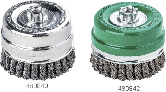 ŠČETKA POSUKANA LONČASTA D80/0,5mm (M14x2,0) nerjaveča