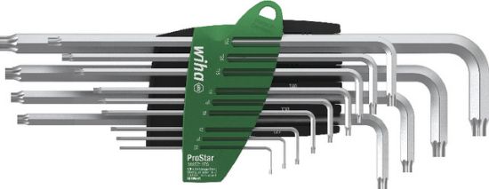 KLJUČ KOTNI TORX v 13-delni gar. (T5-T45) dolgi, s titanovo posrebritvijo proti 