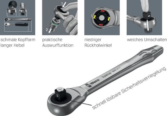 Umsteckknarre 1/4' Zyklop Metal  - WERA -