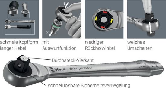 Umsteckknarre 1/2' Zyklop Metal  - WERA -