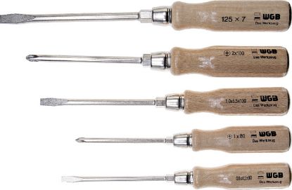 Slika Schraubendreher-Satz, 5-tlg. Schlitz/PH mit Holzgriffen