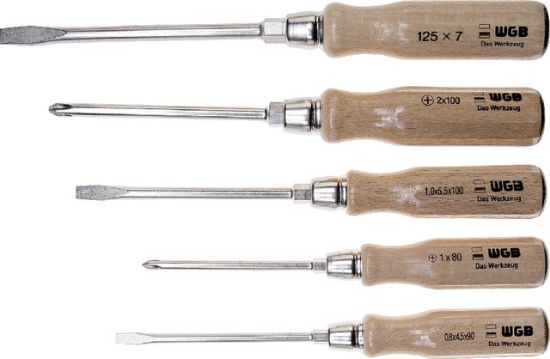 Schraubendreher-Satz, 5-tlg. Schlitz/PH mit Holzgriffen