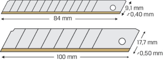 Abbrechklingen 9 mm, TiN 10 Stück  - LUTZ-BLADES -