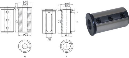 PUŠA REDUCIRNA CILINDRIČNA 20x8x39mm (za VDI držala E1 in E2)