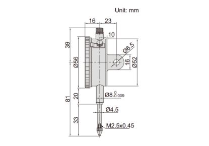 Slika URA MERILNA-INDIKATOR 0-100/0,01mm (brez ušesa) INSIZE 2321-25F