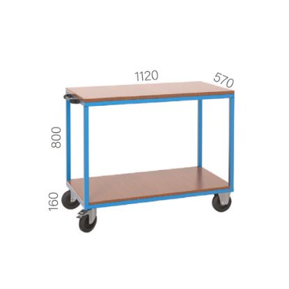 Slika VOZIČEK DELOVNI, 2 odlagalni površini, 300kg nosilnosti, 1120x570x800mm