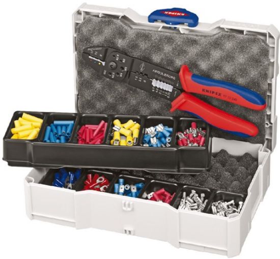 KLEŠČE ZA STISKANJE KABELSKIH ČEVELJČKOV v garnituri z čeveljčki  KNIPEX-97 9025