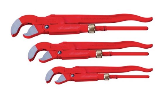 Pipe wrench set, Swedish style for pipe 1–1, 1/2–2 inch