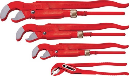 Pipe wrench set, Swedish style for pipe 1–1, 1/2–2, 10 inch