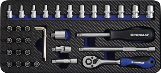 Socket spanner set width across flats 4–13 mm