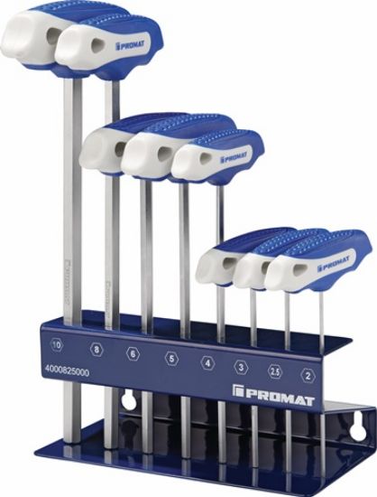 KLJUČI IMBUS S T-ROČAJEM v 8-delni garnituri (2-10,0mm), v stojalu