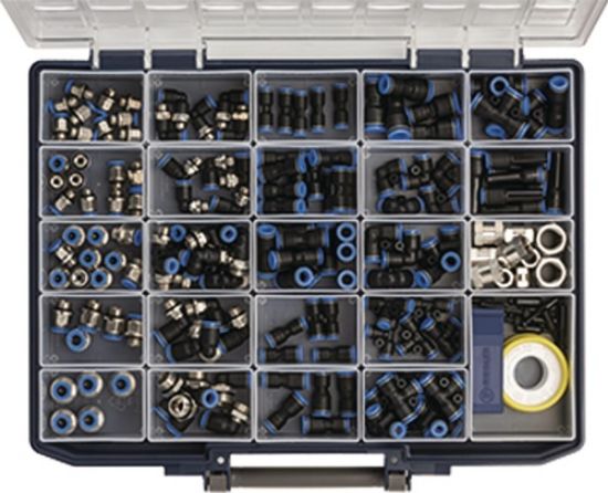 PRIKLJUČKI HITRI v 171-delni garnituri, modri, v kovčku