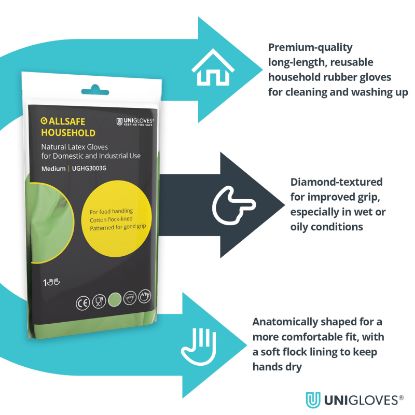 Slika Rokavica iz lateksa, zelene barve, Unigloves, UGHG300G