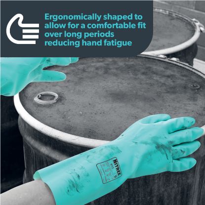 Slika Rokavice odporne na kem. iz nitrila, zelene barve, NITREX 613