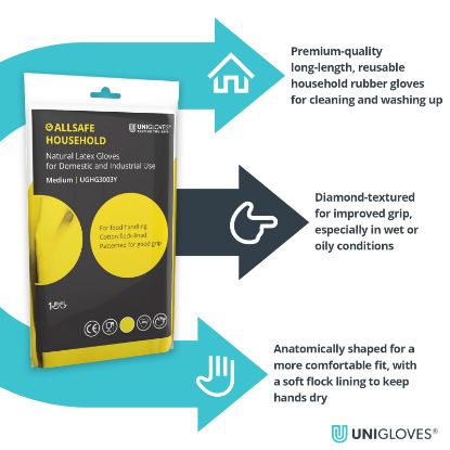 Slika Rokavica iz lateksa, rumene barve, Unigloves,UGHG300Y